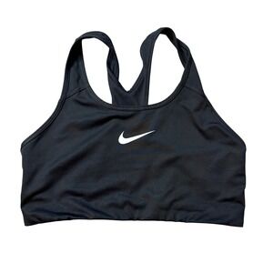 Nike Sports Bra Womens L Black Swoosh Racerback Activewear Athletic 375833-010